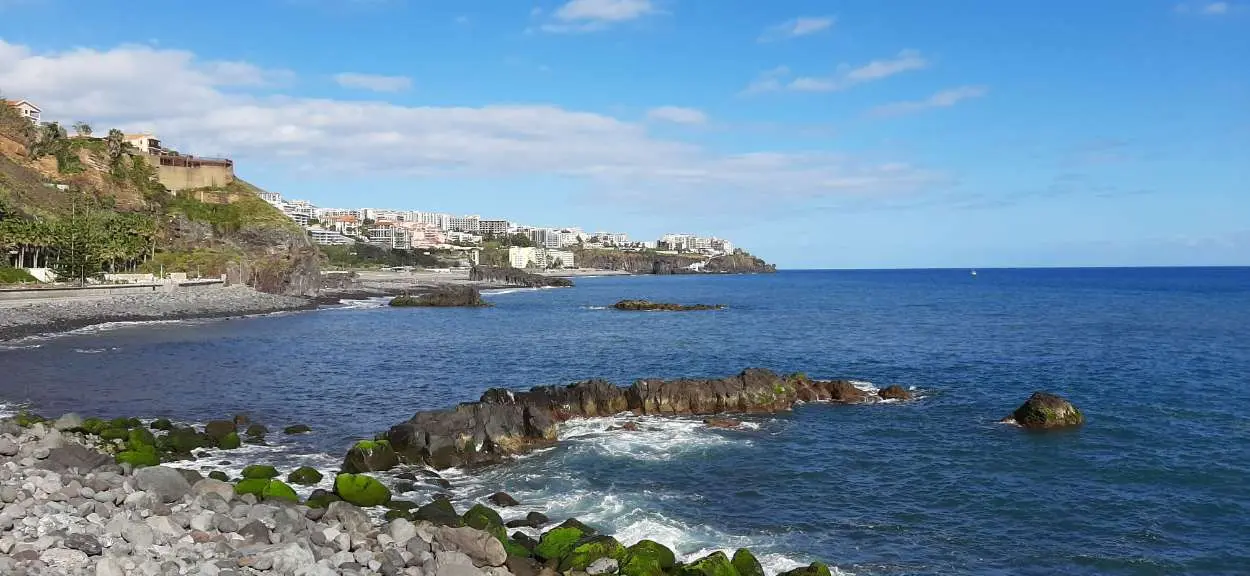 Funchal hotel area view from the promenade between Praia Formosa and Câmara de Lobos